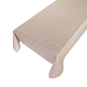 Jacquard Grid Wasbaar gecoat tafeltextiel 10bg01 bruin 140cmx20mtr 