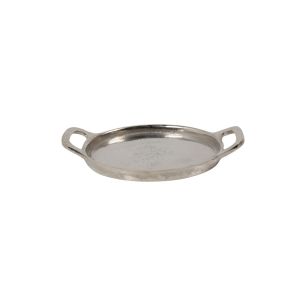 Serving Tray round with handles silver 21x3 dia16cm