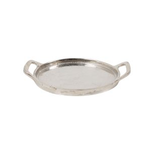Serving Tray round with handles silver 25x3,5 dia21cm