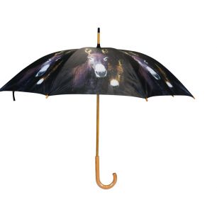 Regenschirm schwarz Esel mit Fohlen 105cm