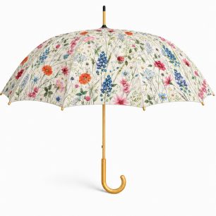 Ombrelle prairie de fleurs blanc cassé 105cm