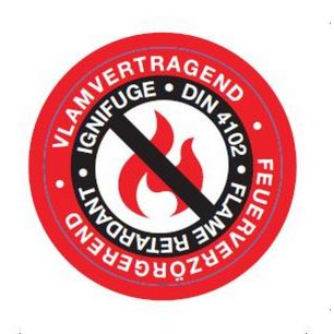 Fire retardant stkr Sem for BlO34200