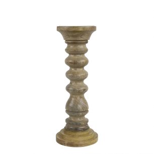 candle holder mango wood ripple 30cm