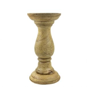 candle holder round mango wood 20cm