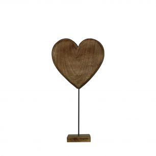 bois de manguier coeur debout h27 d12x12cm