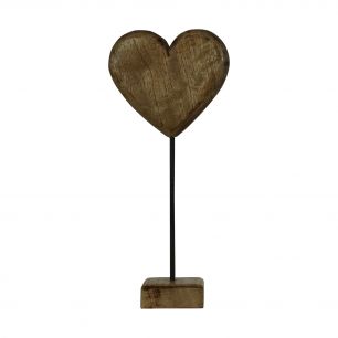 bois de manguier coeur debout h45 d23x10cm