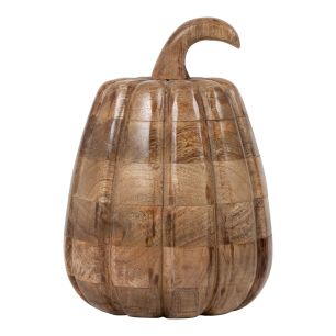 Decoratie Pompoen mango hout h18 d28cm