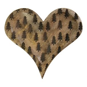 Serveerschaal Hart met Boom mango hout 16x15x1,5cm