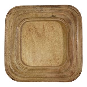 Serveerschaal vierkant op standaard mango hout 35x35x3,5cm