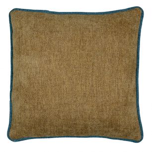 kussen met bies beige petrol 45x45cm*