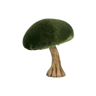 décoration velours champignon vert 10cm