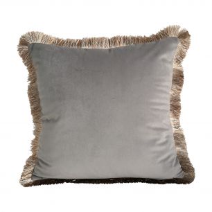 coussin velours franges d'or gris 45x45cm*