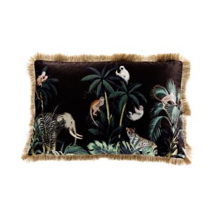 kussen fluweel jungle olifant gouden franjes 40x60cm*