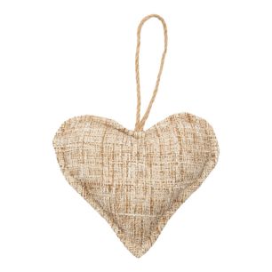 Decoration Hanger heart bouclé beige 16cm