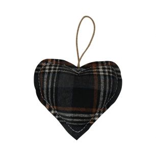 hanging decoration heart checks grey 16cm