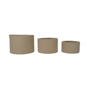 abat-jour cylindre lot de 3 teddy beige (25,30,35cm)