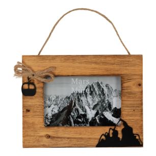 Fotolijst van hout met ski horizontaal 10x15 22x17x1,5cm