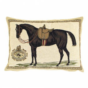 gobelin coussin cheval selle brun 30x45cm