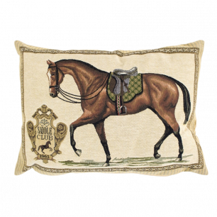 gobelin coussin cheval selle vert 30x45cm