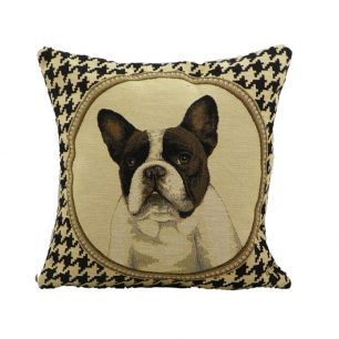 gobelin coussin bouledogue français recto verso 33x33cm*