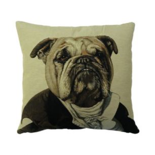 coussin gobelin aristo comte bouledogue anglais 45x45cm