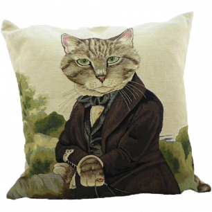 gobelin cushion cat count 45x45cm