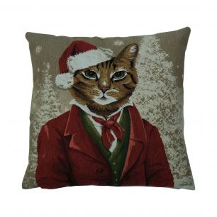 coussin gobelin teckels de Noël 45x45cm