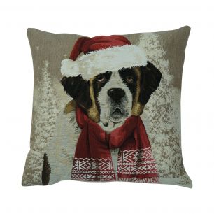 coussin gobelin noël st. bernard 45x45cm