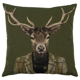 gobelin cushion green deer turtleneck 45x45cm