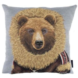 gobelin coussin paletot ours brun 45x45cm