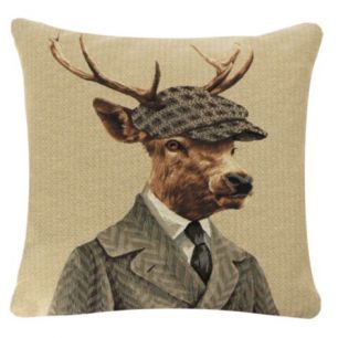 gobelin coussin chasseur bonnet cerf 45x45cm