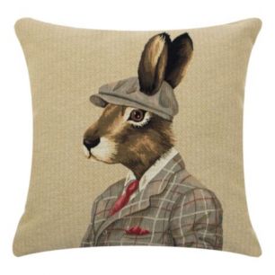 gobelin kissen jäger haube hase 45x45cm