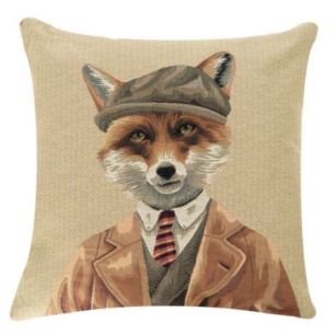 gobelin coussin chasseur bonnet renard 45x45cm