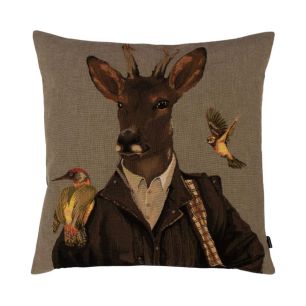 gobelin coussin chasseur chevreuil 45x45cm