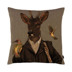 gobelin coussin chasseur chevreuil 45x45cm