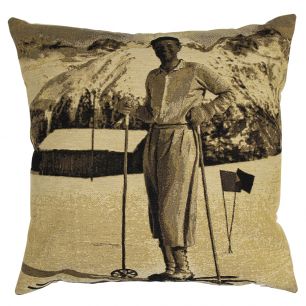 gobelin kussen sepia ski man 45x45cm