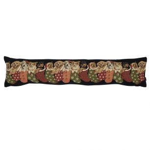 gobelin boudin de porte chien de noël noir 20x90cm