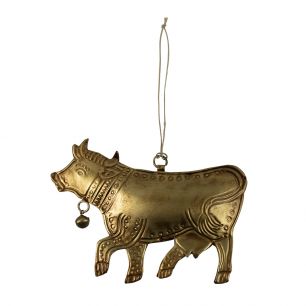 hanging decoration iron cow gold 16cm