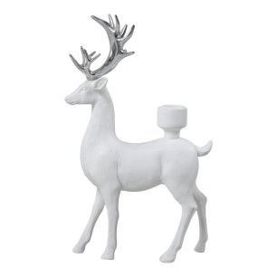 Candle holder Deer white silver 17,8x7,2x30,5cm