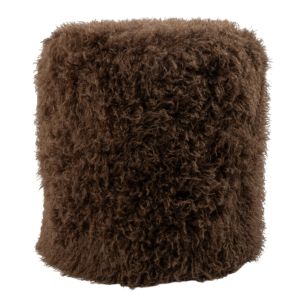 pouf tibetan lamb brun ronde dia 40cm