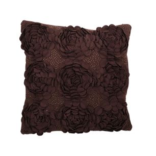 Cushion Roses beads 45x45 brown