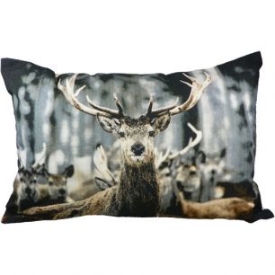 toile coussin hiver cerf 40x60cm