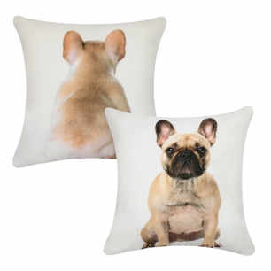 canvas cushion french bulldog blond double-sided 33x33cm