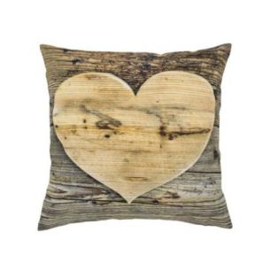 canvas cushion wooden heart double-sided 33x33cm*