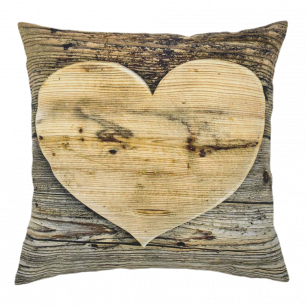 toile coussin coeur bois 50x50cm*