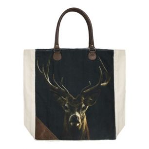 canvas shopper black red deer*