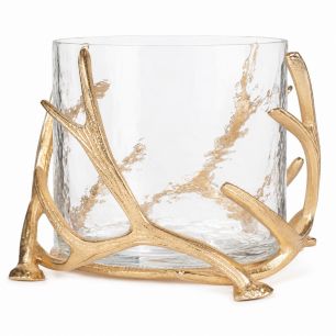 windlicht geweih champagner gold large d28 h20cm