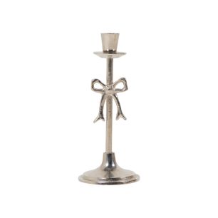 Candle Stand bow silver h25 d10cm