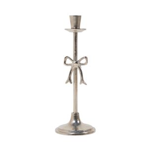 Candle Stand bow silver h30 d10cm