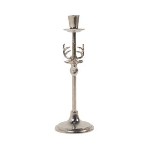 Candle Stand deer silver h30 d10cm